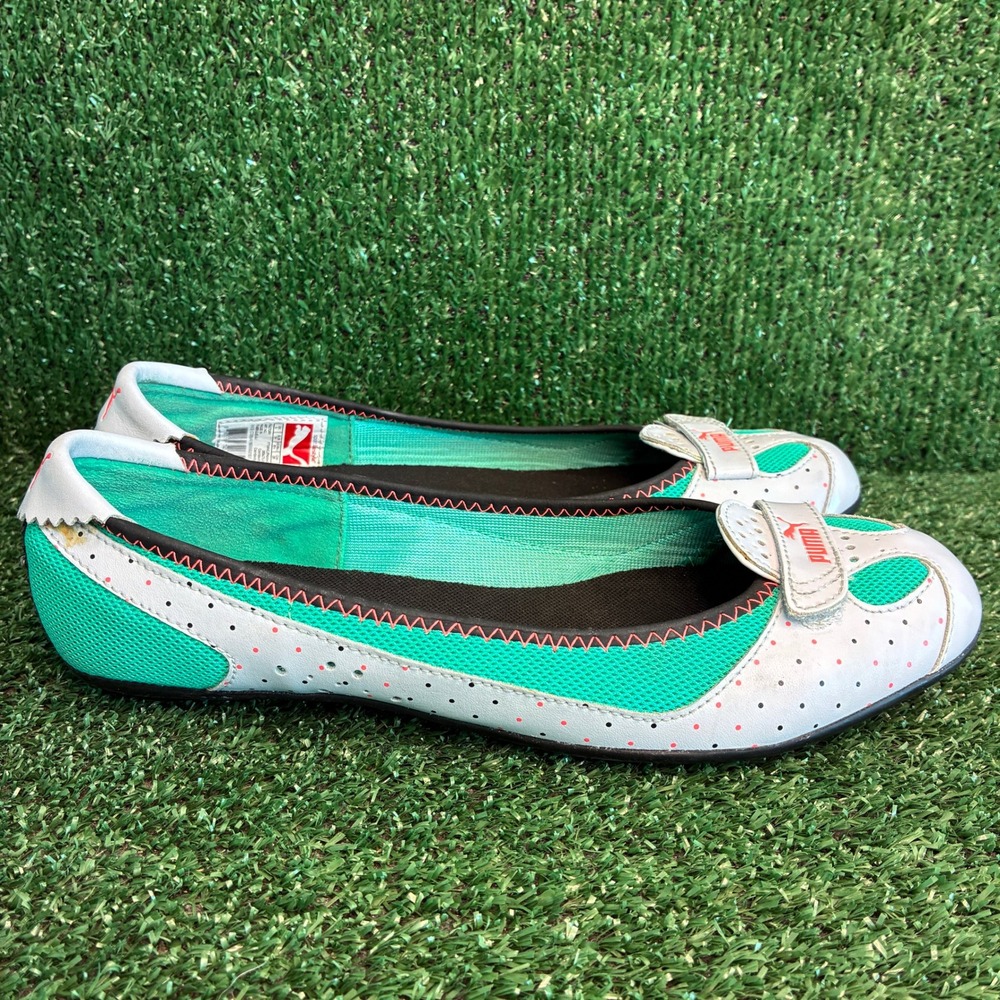 Puma Zandy Mesh Ballet Flat Perforated Athleisure Sporty Shoes Green Womens 8.5